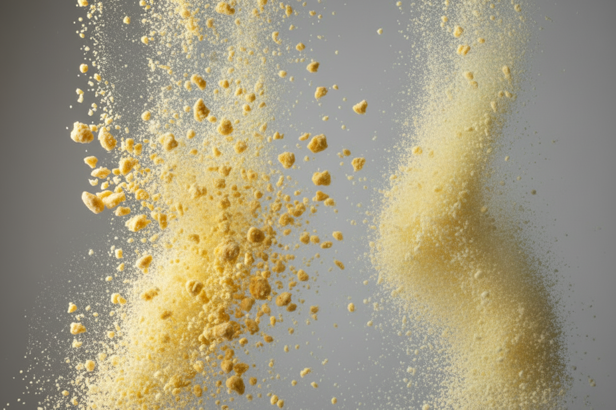 左邊撒粗的起司粉右邊撒系的起司粉